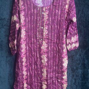 Purple & Gold Printed Tunic Top 3XL – 20" Bust, 31" Length